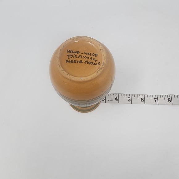 Vintage Vase Hand-Made in North Cyprus‎ Brown and Green 6" Signed - Picture 4 of 4